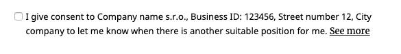 Personal data process consent alt text